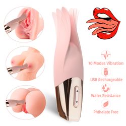10 Vibrations Flexible Tongue Clitoris Sex Toys,Nipple Clamp Stimulator,Anal Sex Rabbit Vibrator