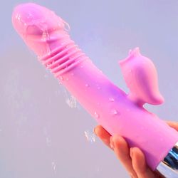 Heating 12 Modes Up And Down Fast Thrusting Dildo Rabbit Vibrator,Tongue Licking Clitoris Stimulator Sex ToysFor Women
