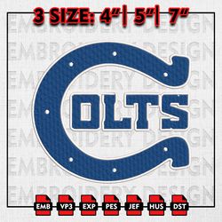 Indianapolis Colts Name Embroidery Design, NFL Team Embroidery Files, NFL Colts Logo, Machine Embroidery Pattern