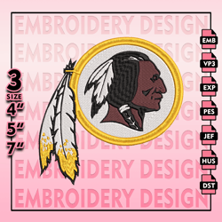 Washington Red Skins Embroidery Files, NFL Logo Embroidery Designs, NFL Red Skins, NFL Machine Embroidery Designs