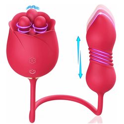 9 Vibrations Rose Vibrator,9 Modes Thrusting Dildo Vagina G spot Lesbian Sex Toys,9 Rotations Clitoral/Nipple Stimulator