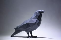 Crow Papercraft, Raven Diy Paper Statue, Crow 3D Low Poly DIY, Paper Model, Digital Template, Pdf Download, Low Poly DIY