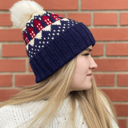 Warm winter womens hand-knitted hat