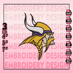 Minnesota Vikings Embroidery Files, NFL Logo Embroidery Designs, NFL Vikings, NFL Machine Embroidery Designs