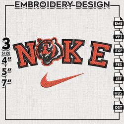Nike Bengals NFL Logo Embroidery Design, Cincinnati Bengals Football Embroidery files, NFL Teams, Machine embroidery