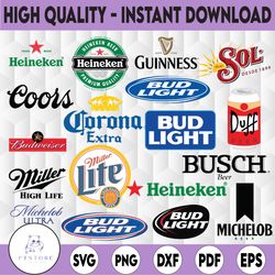 18 Different Designs Beer Logos Bundle, Layered Vector File, Sports Logo Instant Download