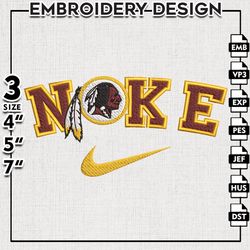 Nike Redskins NFL Logo Embroidery Design, Washington Commander Embroidery files, NFL Teams, Machine embroidery designs