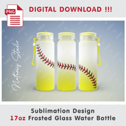 Baseball Softball Templates - Seamless Sublimation Pattern - 17oz FROSTED BOTTLE - Full Wrap