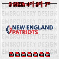 New England Patriots Embroidery Design, NFL Team, Patriots NFL Logo Embroidery FIles, Machine Embroidery Pattern