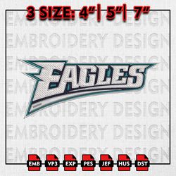 Eagles NFL Embroidery Design, NFL Team, NFL Philadelphia Eagles Logo Embroidery FIles, Machine Embroidery Pattern