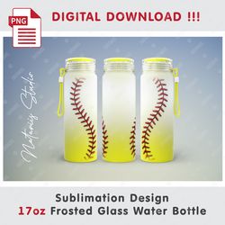 Baseball Softball Templates - Seamless Sublimation Pattern - 17oz FROSTED BOTTLE - Full Wrap