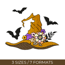 witch hat, embroidery design, halloween embroidery, embroidery pes, machine embroidery