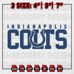 Indianapolis Colts Name Embroidery Design, NFL Team Embroidery Files, NFL Colts Logo, Machine Embroidery Pattern