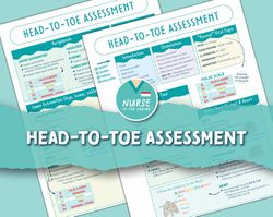 Head-To-Toe Assessment Guide | Nursing Students | Health Assessment Class (2 pages) | Digital Download