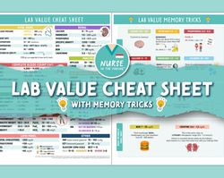 Lab Value Cheat Sheet and Memory Tricks | Nursing Guides | Digital Download | 2 Pages