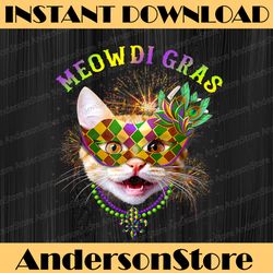 Meowdi Gras Kitten Cat Mask Beads PNG, Mardi Gras Funny Gift Png, Meowdi Gras Png, Fat Tuesday Png