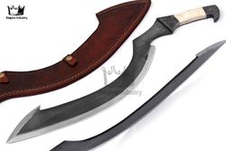 Khopesh Sword - Custom Hand Forged Carbon Steel Egyptian Khopesh Hunting Sword 25 Inches Battle Ready With Sheath & Free