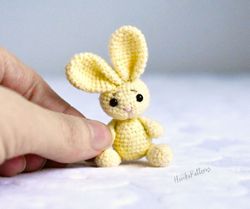 Bunny keychain, crochet bunny 2.8 inches/7 cm