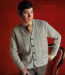 Vintage Knitting Pattern 179 Man's Cardigan