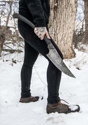 Handmade High Carbon Steel Full Tang Zombie The Opcal Hunting Big Knife With Scabbard, Fixed Knife, Hunting Knife