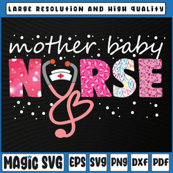 Funny Valentine Nurse Mother Baby, Valentine Pattern Png, Valentine Day, Digital Download