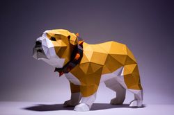 BullDog Paper Craft, Digital Template, Origami, PDF Download DIY, Low Poly, Trophy, Sculpture, Model