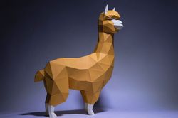 Alpaca, Lama Paper Craft, Digital Template, Origami, PDF Download DIY, Low Poly, Trophy, Sculpture, Model