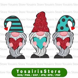 Valentines Day, Valentine gnome trio clipart, Valentine png file for sublimation printing, Valentines day clipart