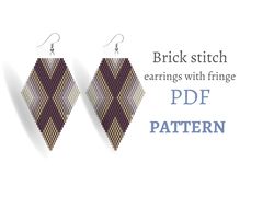 Earring pattern for beading - Brick stitch pattern for beaded earrings - Instant download. Bead weaving. Rhombus earring