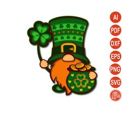 3D Layered Gnome Patrick Day Mandala SVG files for Cricut