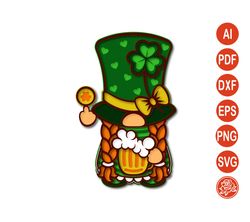 Layered Gnome Patrick Day Mandala SVG files for Cricut