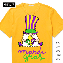 Mardi Gras Gnome Svg, Fleur de Lis Clipart, Fat Tuesday Svg, mardi gras party sublimation design for Shirt Dxf Eps Png