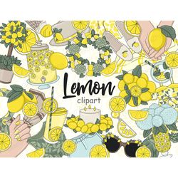 lemon clipart, Lemon Yellow clipart, lemon Sticker Graphics, Spring Summer Clipart, Sunflower Clipart, Lemonade clipart,