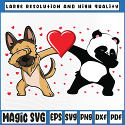 Dabbing Dog Panda Heart Funny Valentines Day valentine day Svg, Valentine Day, Digital Download