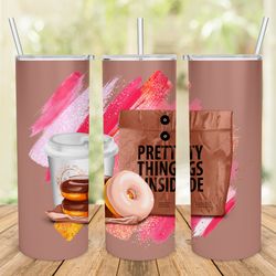 Candy Tumbler Wrap Glazed Donuts and coffee 20oz Straight Tumbler Wrap Seamless Design PNG, Glitter Luxury Sublimation