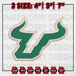 South Florida Bulls Embroidery file, NCAAF teams Embroidery Designs, Bulls Football, Machine Embroidery