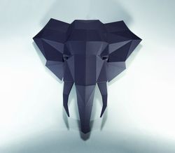 Elephant Paper Craft, Digital Template, Origami, PDF Download DIY, Low Poly, wall decor
