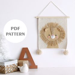 wall hanging decor pattern, crochet lion pattern, wall decor pattern, crochet decor, nursery wall decor, crochet pattern