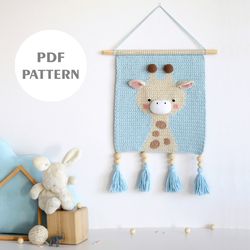 crochet pattern, crochet giraffe, wall hanging decor pattern, wall decor pattern, crochet decor, nursery wall decor, pdf
