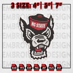 NC State Wolfpack Embroidery file, NCAA D1 teams Embroidery Designs, NC State Wolfpack Football, Machine Embroidery