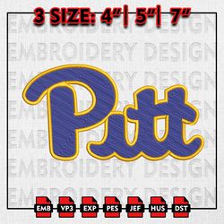 Pittsburgh Panthers Embroidery file, NCAA D1 teams Embroidery Designs, NCAA Pitt Football, Machine Embroidery