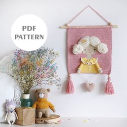 crochet princess, wall hanging decor pattern, crochet pattern, nursery wall decor, pdf pattern, home decor,crochet decor
