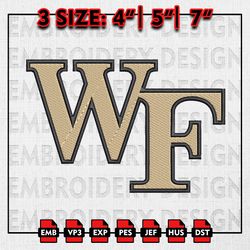 Wake Forest Demon Deacons Embroidery file, NCAA D1 teams Embroidery Designs, Demon Deacons Football, Machine Embroidery