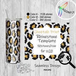 rhinestone tumbler template ss20-5mm 50x49stones cheetah print - 2
