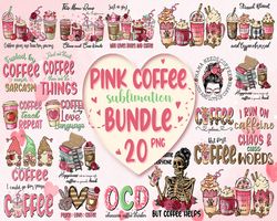 20 Valentine Pink Coffee Png Bundle, Valentine Coffee Png, Valentine Drinks Png, Latte Drink Png, XOXO Png, Coffee Lover