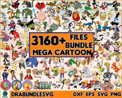 3000 Cartoon Characters Mega Bundle Svg, Cricut Printable Clipart Silhouette