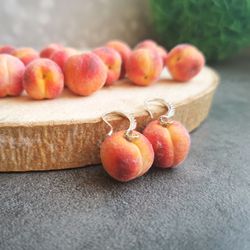 Peach earrings is fruit weird funny funky whimsical earrings, kids jewelry