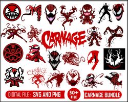 50 Carnage svg, Carnage head Cricut, Symbiote svg, Cut Files For Cricut Silhouette, Dxf, Png, Eps