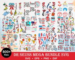 800 Dr Seuss Svg, Mega Bundle, Cat In The Hat SVG, Dr Seuss Hat SVG, Green Eggs And Ham Svg, Dr Seuss for Teachers Svg,