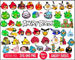 99 Angry Birds svg, Angry Birds Bundle svg, Angry Birds birthday svg, Red svg, Angry Birds friend svg, Angry Birds Chuck